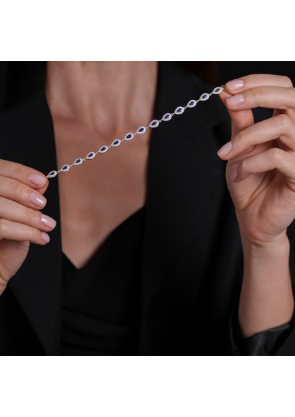 Mor Taşlı Gümüş Bileklik BLK33 fiyatları