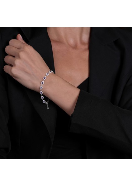 Mor Taşlı Gümüş Bileklik BLK33 modelleri