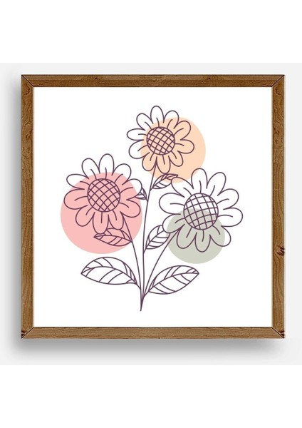 Çiçek Ahşap Çerçeveli Tablo