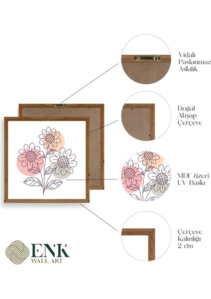 Çiçek Ahşap Çerçeveli Tablo fırsatları