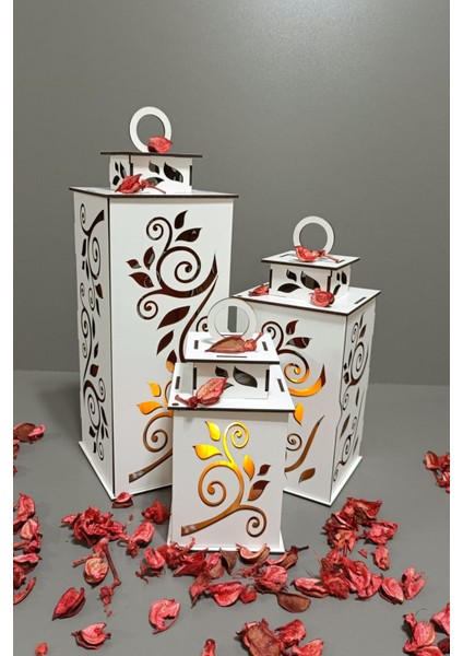 El Işçiliği Ahşap Dekoratif Mumluk, Şık ve Zarif Tasarım