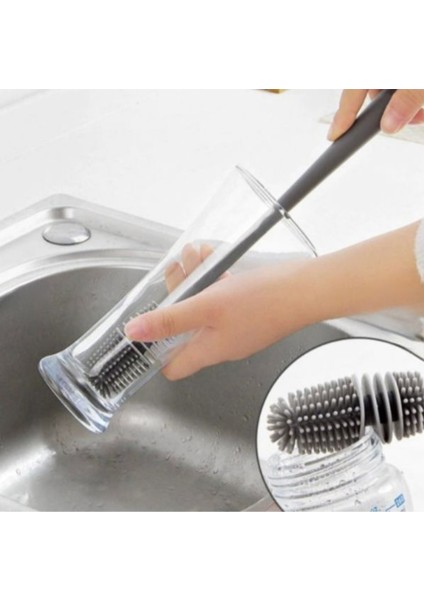 Silikon Uzun Saplı Kavanoz Yıkama Fırçası | Esnek, Dayanıklı ,şişe, Kavanoz, Bardak ve Termos Için fırsatları