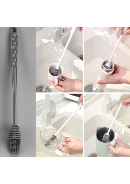 Silikon Uzun Saplı Kavanoz Yıkama Fırçası | Esnek, Dayanıklı ,şişe, Kavanoz, Bardak ve Termos Için indirimleri