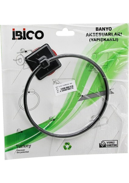 Siyah Yuvarlak Metal Havluluk Yapışkanlı Montaj BNY-717 (5148)