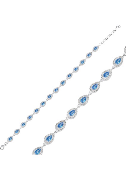 Mavi Taşlı Gümüş Bileklik BLK28