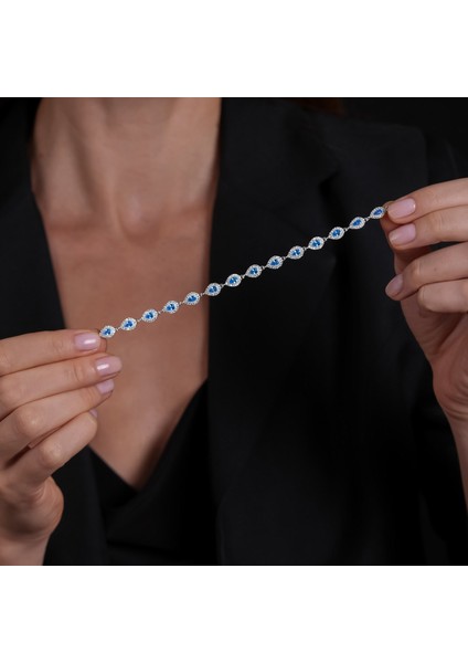 Mavi Taşlı Gümüş Bileklik BLK28 fiyatları