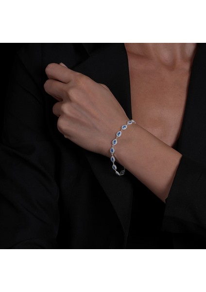 Mavi Taşlı Gümüş Bileklik BLK28 modelleri