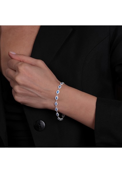 Mavi Taşlı Gümüş Bileklik BLK28 fırsatları