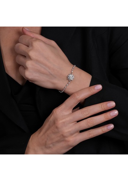 Lotus Çiçekli Gümüş Bileklik BLK27 fırsatları