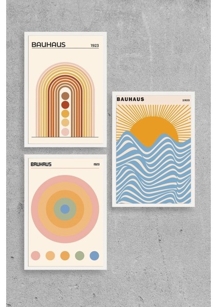 Bauhaus Üçlü Ahşap Çerçeveli Tablo