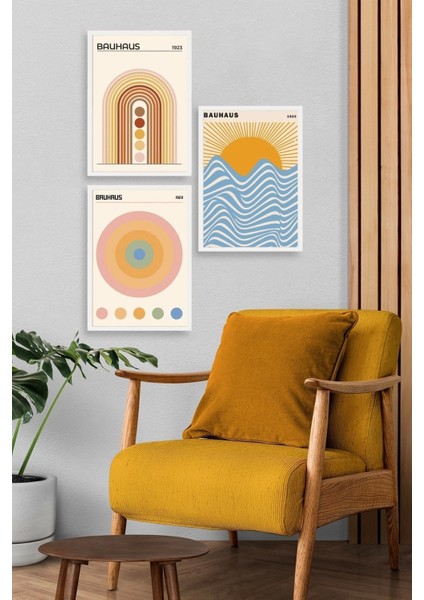 Bauhaus Üçlü Ahşap Çerçeveli Tablo modelleri