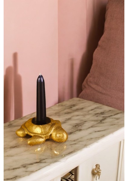 Şamdan Mumluk, Ince Tasarım, Altın Renk, Şık ve Zarif Dekorasyon Parçası