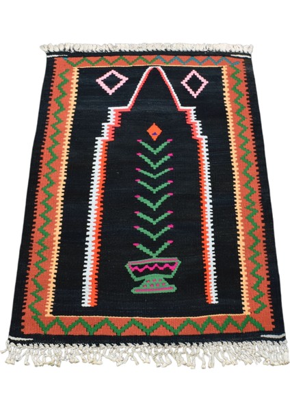 El Dokuması Bayburt Seccade Mihraplı Kilim 0621 - Yeni - Siyah fiyatları