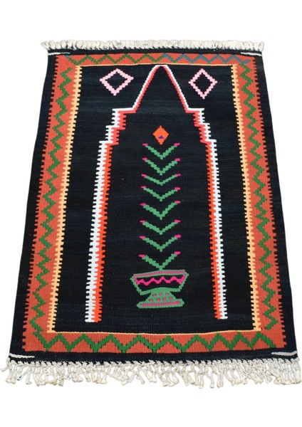 El Dokuması Bayburt Seccade Mihraplı Kilim 0621 - Yeni - Siyah modelleri