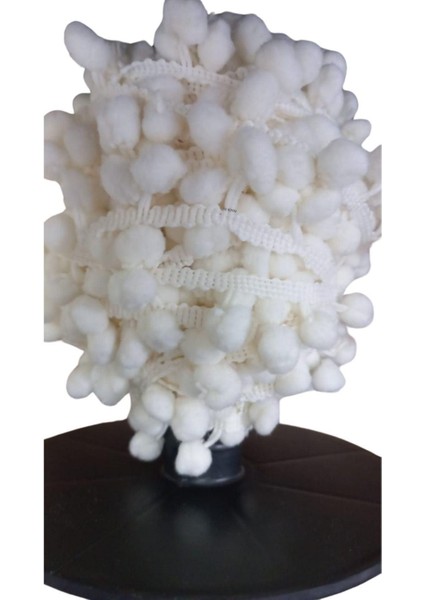 Sıralı Ponpon 1 Metre Krem