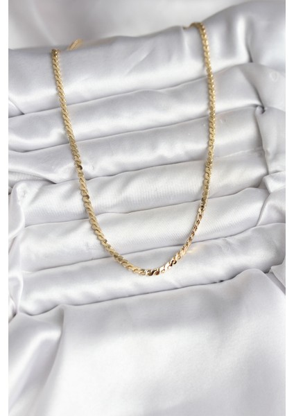 14K Gold Renk Kaplama Ezme Yılan Zincir Model cm Kadın Kolye - TJ-BKO10735 fiyatları