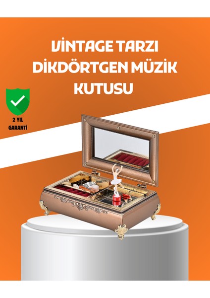 Müzikli Balerin Figürlü Takı Kutusu Piyano Desenli Dekoratif - EC001Z-56DZ45
