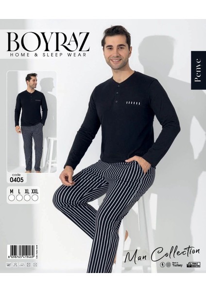 Siyah Uzun Kol Erkek Pijama Takımı