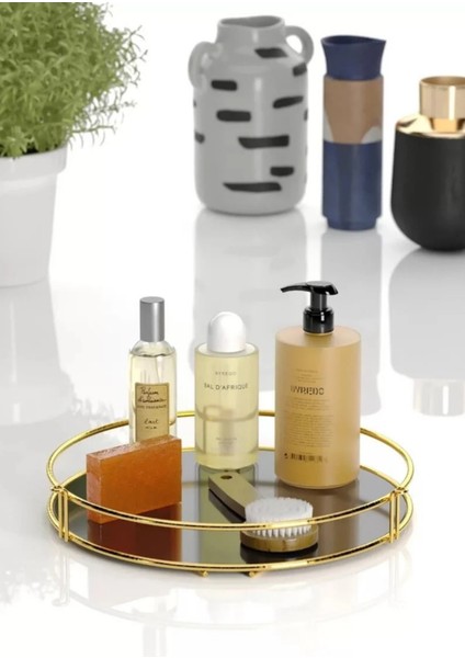 Tekno Tel EG-212 Tek Katlı Altın Metal Banyo Düzenleyici Raf | Kozmetik Takı Sunum Tepsisi