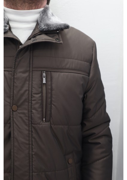Fistan Store Erkek Yakası Kürklü Normal Kalıp Fermuar ve Çıtçıt Kapamalı Battal Kışlık Mont fiyatları