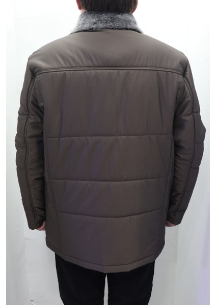 Fistan Store Erkek Yakası Kürklü Normal Kalıp Fermuar ve Çıtçıt Kapamalı Battal Kışlık Mont indirimleri