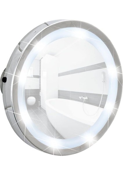 Wenko Vantuzlu LED Makyaj Aynası Krom | 3x Büyütmeli Duvara Monte Işıklı Kozmetik Aynası
