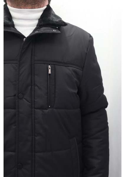 Fistan Store Erkek Yakası Kürklü Normal Kalıp Fermuar ve Çıtçıt Kapamalı Battal Kışlık Mont fiyatları