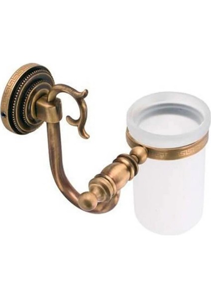 Prinç Kuğu Cam Diş Fırçalık | Antik Kaplama Lüx Banyo Fırçalığı Paslanmaz Tutucu