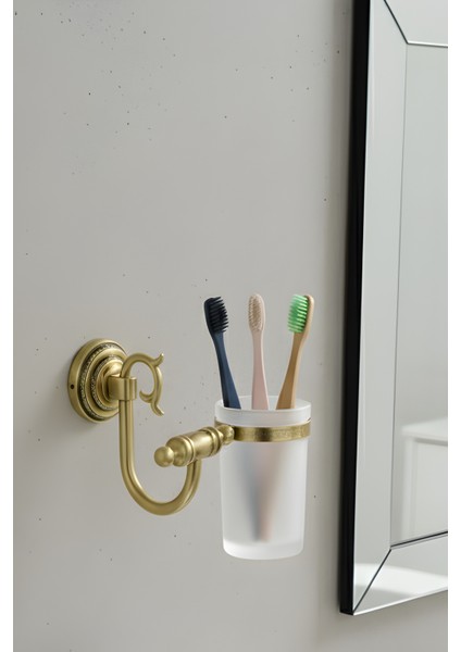 Prinç Kuğu Cam Diş Fırçalık | Antik Kaplama Lüx Banyo Fırçalığı Paslanmaz Tutucu fiyatları