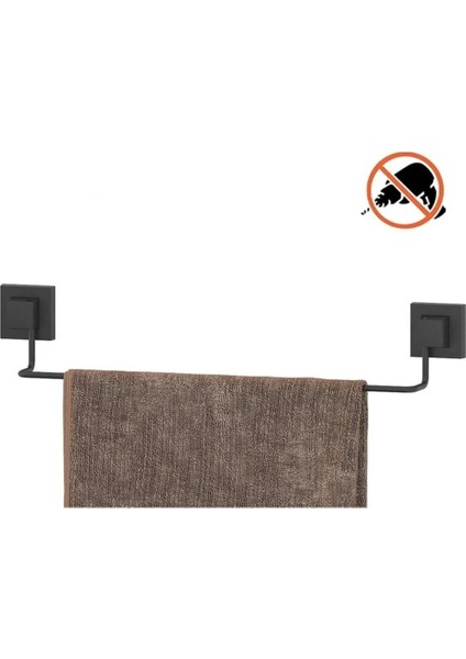 Tekno Tel EF-260 Siyah Uzun Havluluk | Yapışkanlı/vidalı Deliksiz Metal Banyo Havlu Barı