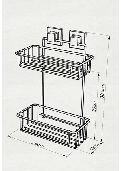 Tekno Tel EF-256 Siyah 2 Katlı Düz Banyo Rafı | Yapışkanlı/vidalı Deliksiz Duş Organizeri fırsatları
