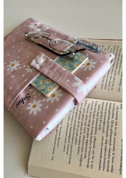 Papatya Desenli Cepli Kitap Kılıfı Pembe modelleri