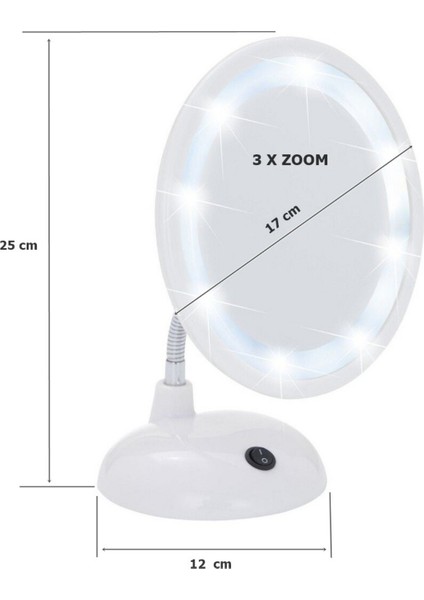 Wenko Masa Üstü LED Makyaj Aynası Beyaz | 3x Büyütmeli Pilli Işıklı Kozmetik Ayna (Ø 17 Cm) fiyatları