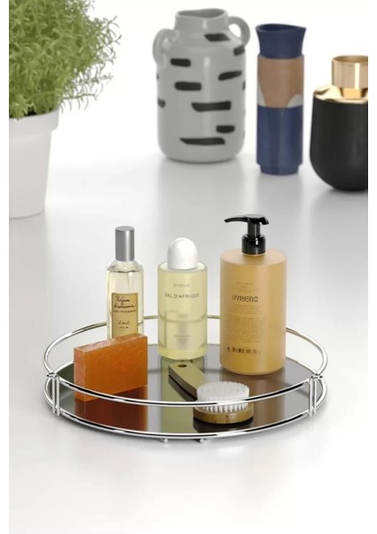 Tekno Tel EG-212 Tek Katlı Krom Metal Banyo Düzenleyici Raf | Kozmetik Takı Sunum Tepsisi