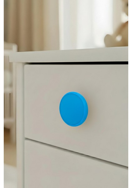 Mavi Çocuk Odası Mobilya Kulbu - 55 mm - Abs Plastik Tekli Düğme Dolap ve Çekmece Kulpu