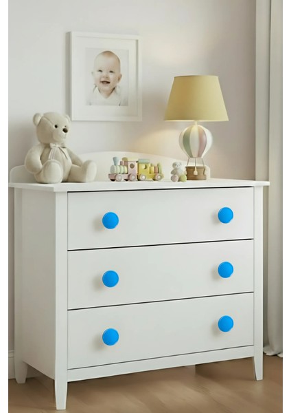 Mavi Çocuk Odası Mobilya Kulbu - 55 mm - Abs Plastik Tekli Düğme Dolap ve Çekmece Kulpu fırsatları
