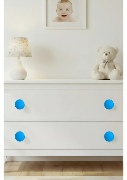 Mavi Çocuk Odası Mobilya Kulbu - 55 mm - Abs Plastik Tekli Düğme Dolap ve Çekmece Kulpu indirimleri