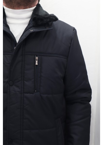 Fistan Store Erkek Yakası Kürklü Normal Kalıp Fermuar ve Çıtçıt Kapamalı Battal Kışlık Mont fiyatları