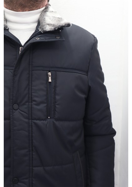 Fistan Store Erkek Yakası Kürklü Normal Kalıp Fermuar ve Çıtçıt Kapamalı Battal Kışlık Mont fiyatları