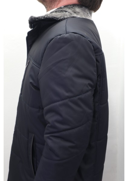 Fistan Store Erkek Yakası Kürklü Normal Kalıp Fermuar ve Çıtçıt Kapamalı Battal Kışlık Mont modelleri