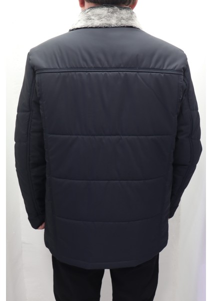 Fistan Store Erkek Yakası Kürklü Normal Kalıp Fermuar ve Çıtçıt Kapamalı Battal Kışlık Mont indirimleri