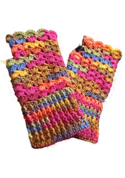 El Örgüsü Etnik Karışık Renkli Yarım Parmak Eldiven fiyatları