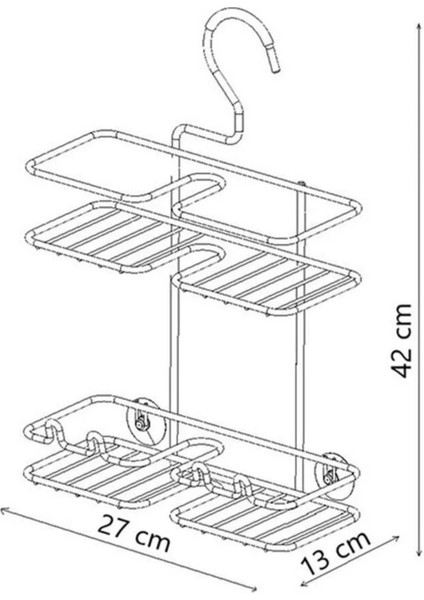 Tekno Tel BK-067 Siyah Asmalı 2 Katlı Düz Duş Rafı | Metal Şampuanlık Duş Borusu Organizeri modelleri