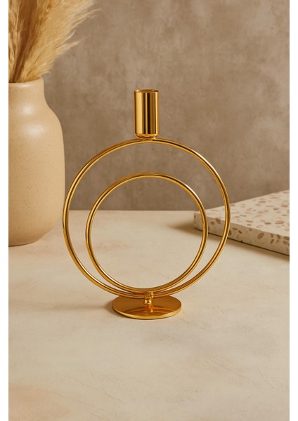 Gold Yuvarlak Şamdan Mumluk, Paslanmaz Çelik Dekoratif Mum Tutacağı