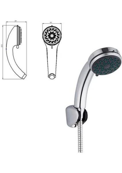 Tema Classic Mafsallı Duş Takımı Seti | 3 Fonksiyonlu Kireç Kırıcılı Paslanmaz Spiral Hortum 150 cm