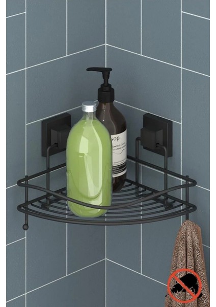 Tekno Tel EF-250 Siyah Tek Katlı Köşelik Banyo Rafı | Yapışkanlı/vidalı Deliksiz Organizer fiyatları