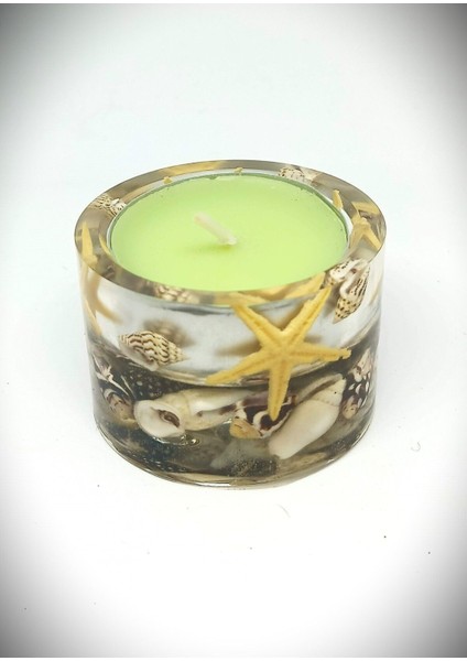 El Yapımı Deniz Kabuklu Yıldızlı Epoksi Tealight Mumluk, Şık ve Doğal Tasarım