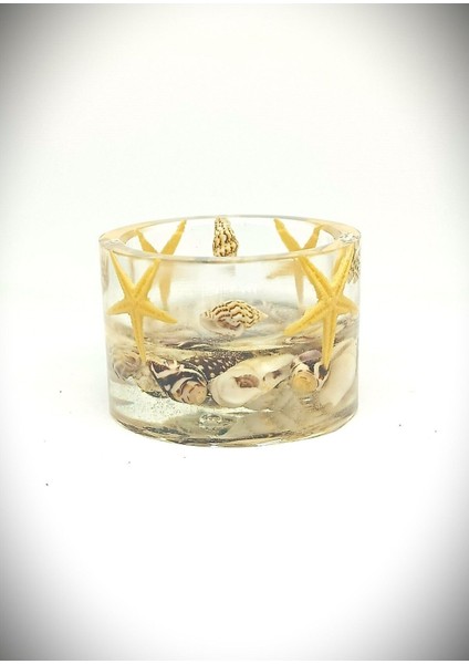 El Yapımı Deniz Kabuklu Yıldızlı Epoksi Tealight Mumluk, Şık ve Doğal Tasarım fiyatları