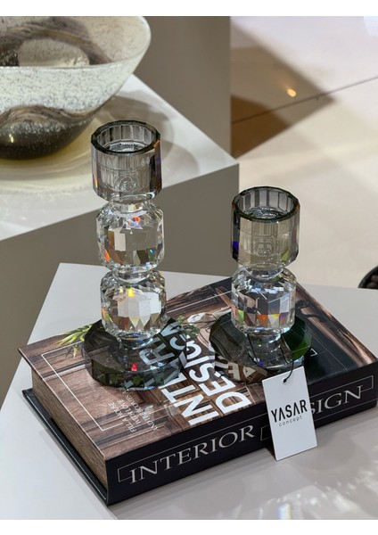 Şık Füme Mumluk Seti, Modern ve Zarif Dekorasyon Parçası