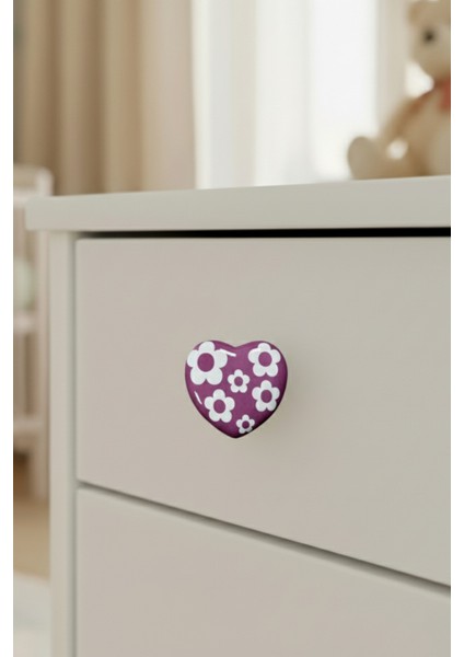 5 Adet Porselen Çocuk Odası Mor Kalp Mobilya Kulpu Seramik Çekmece Dolap Düğmesi (55X45 Mm) fırsatları